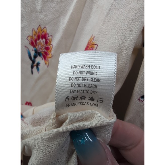 Blue Rain womens top size Small boho‎ Floral deep v neck line stretchy - Picture 6 of 8